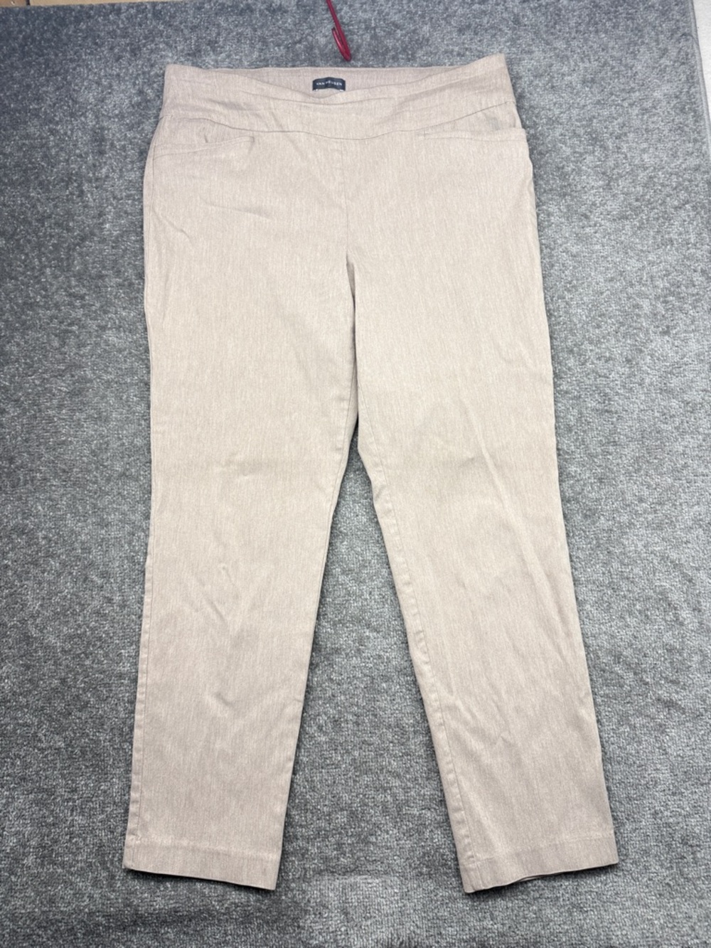 Van Heusen Tan Straight Leg Pull On Pants Work Business Womens 16 Stretch Mid